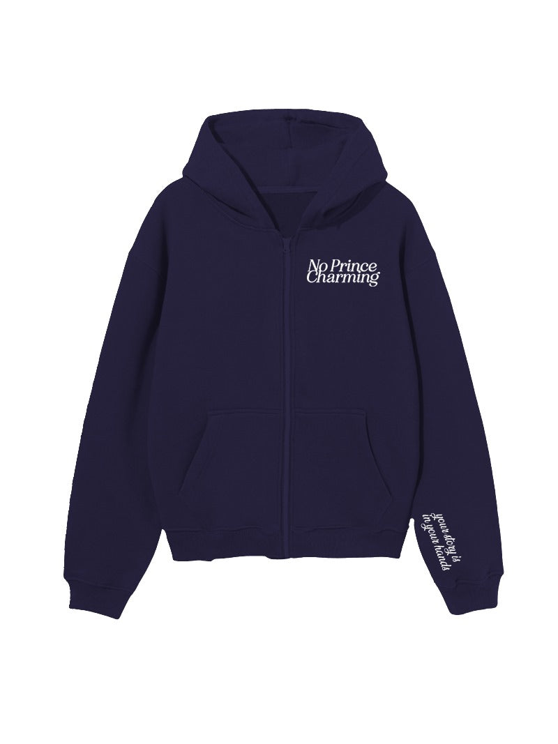 【COSYHARU】Deep Navy Overfit Hood Vitals Cropped Zip in Navy – The Local Love Club